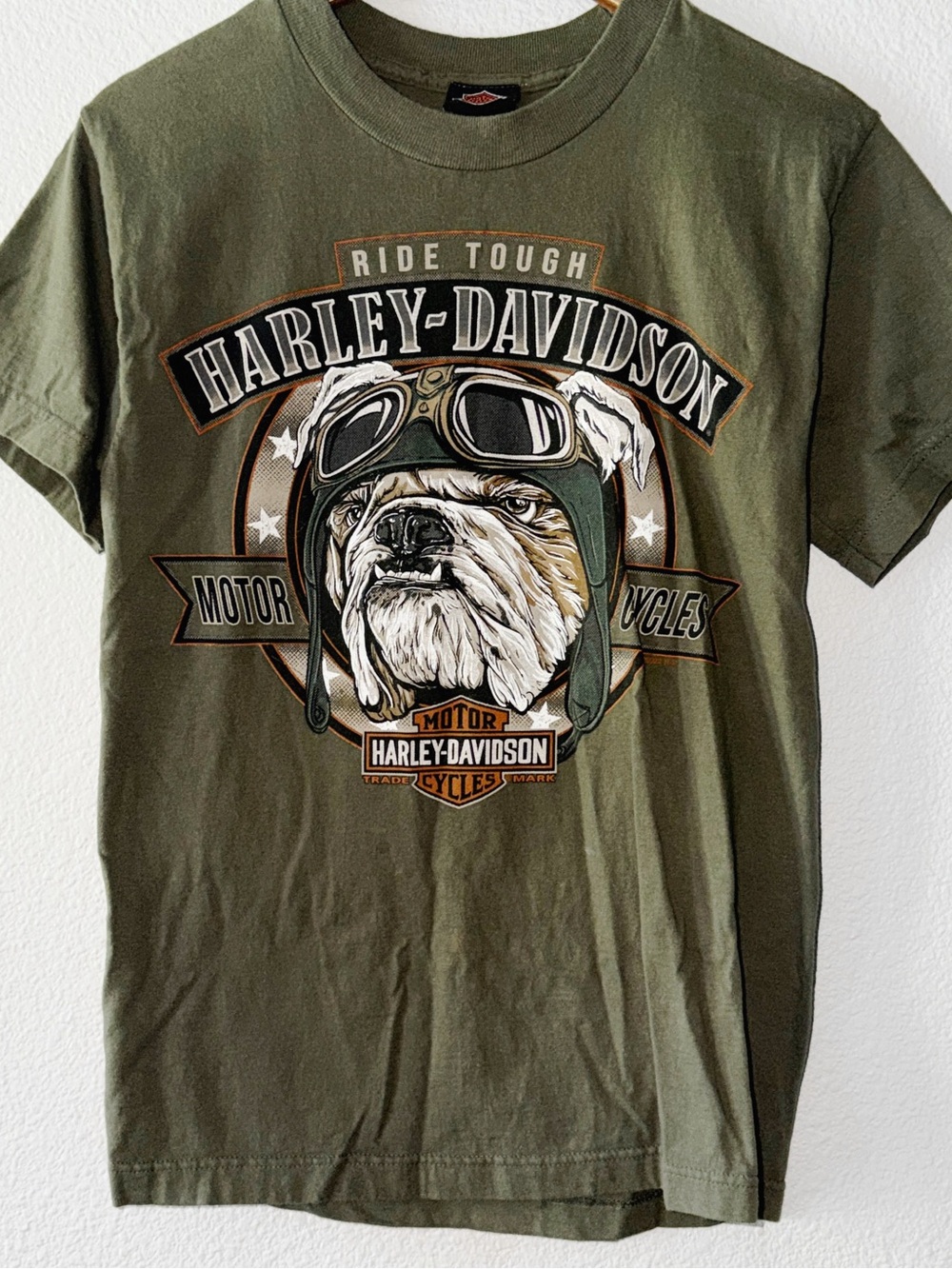 Harley-Davidson Ride Tough Bulldog Graphic T-Shirt Stafford Texas Small